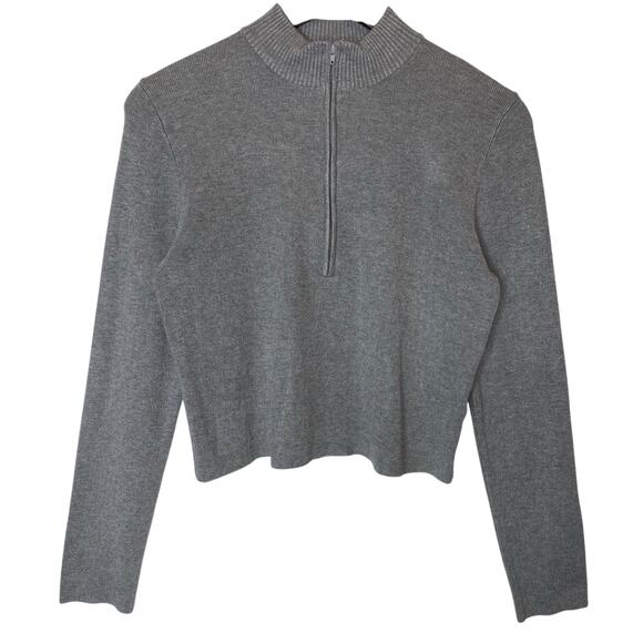 House of Harlow 1960 Half Zip Crop Gray Sweater size XL - Picture 1 of 4